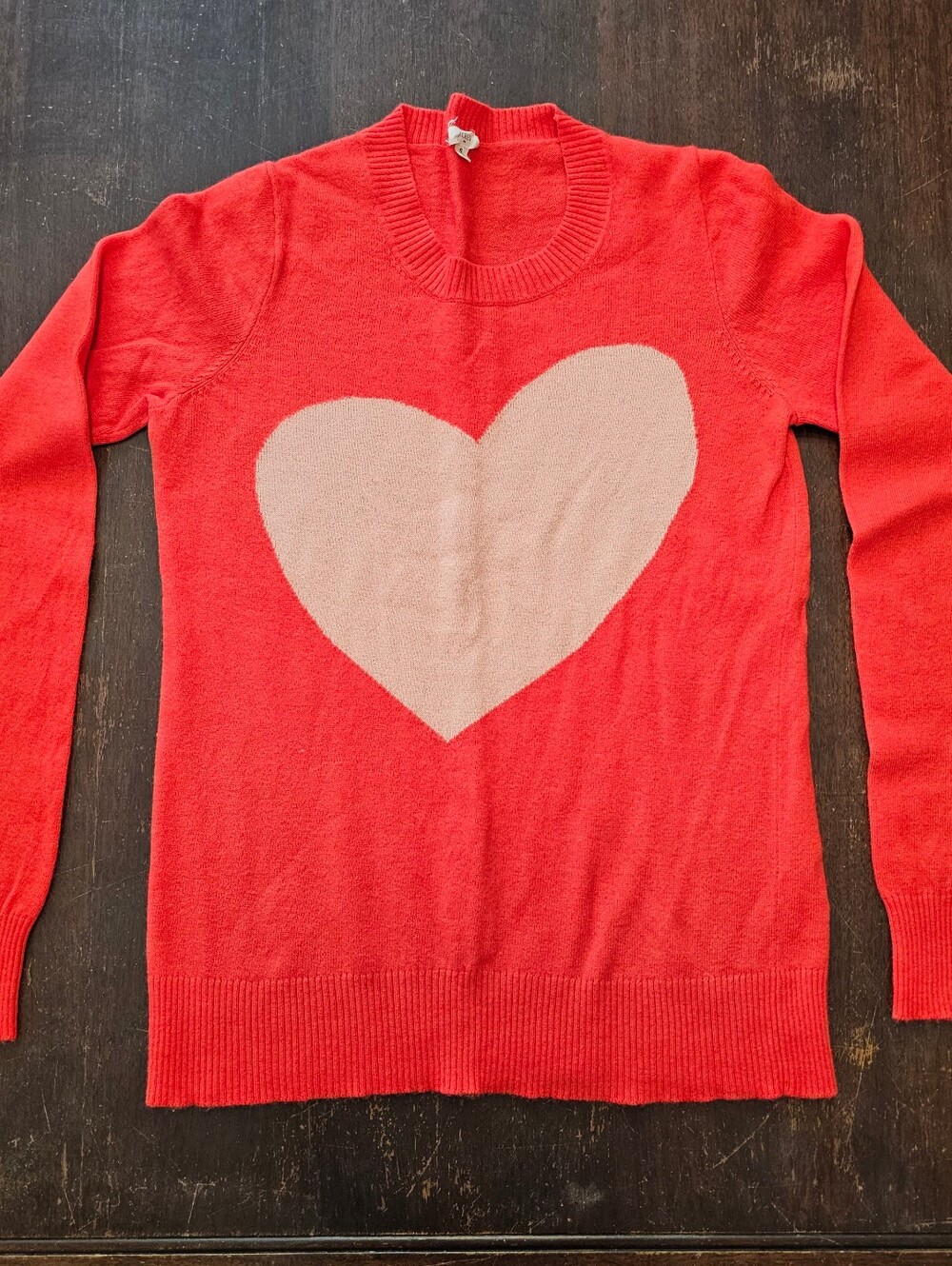 J. Crew Women's Orange-Redo Crewneck Heart Sweater - Size Small